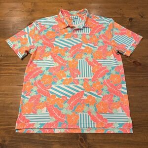Chubbies Tropical Floral Polo Shirt - Orange and Blue